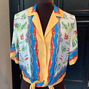 Rachel Zoe Italian print shirt Small NWT